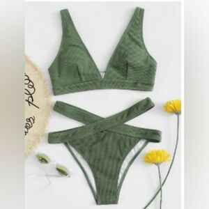 Green strappy bikini